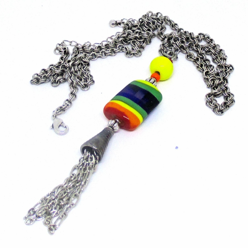 Rainbow Rectangle Pendant Necklace - image 6